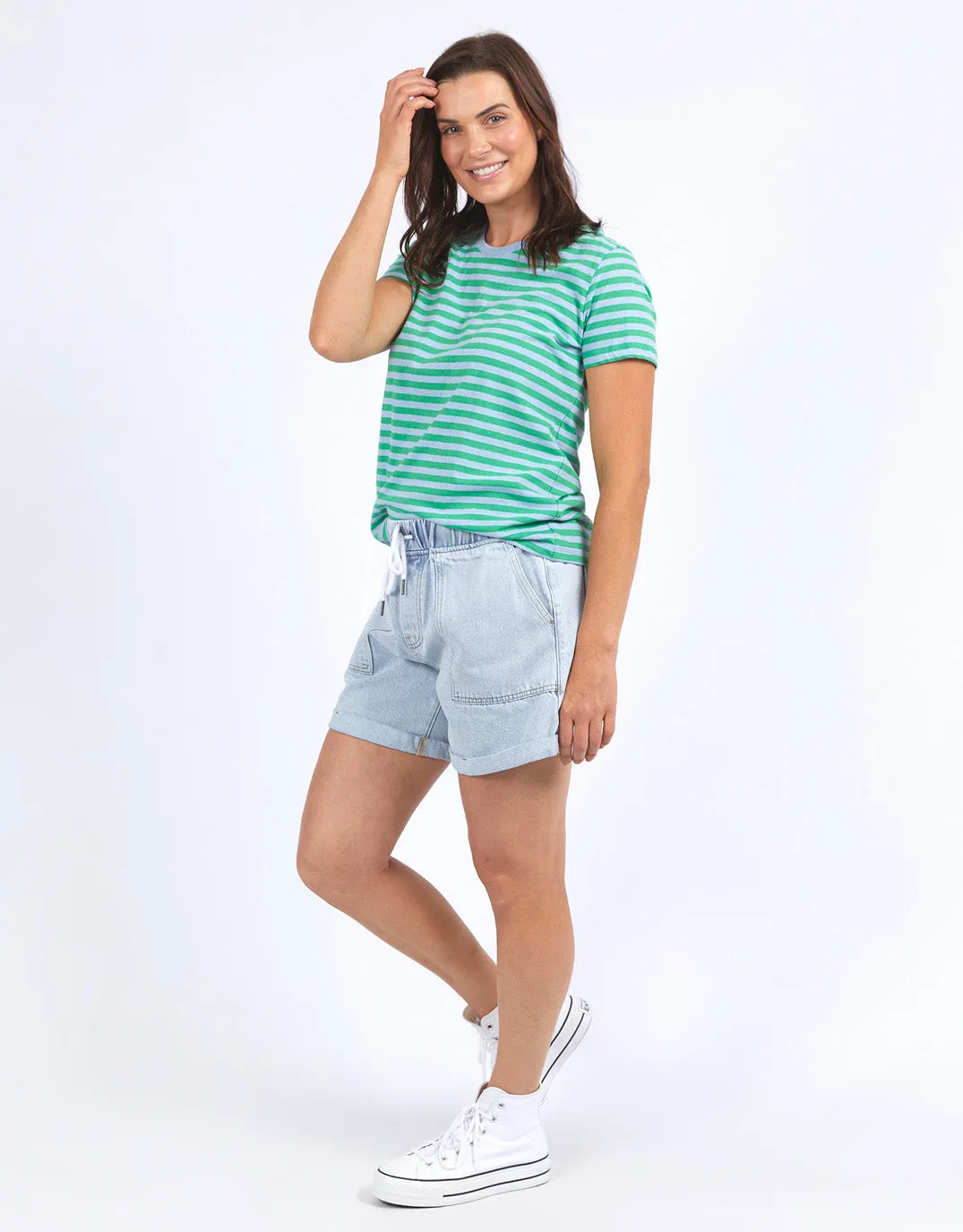 Shining Light Tee - Dream Blue & Green Stripe